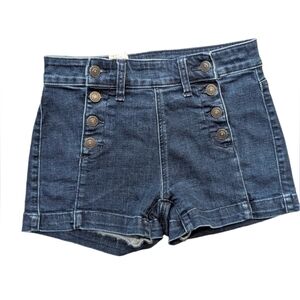 American Eagle High Rise Shortie Jean Shorts. Buttonfly Size 2
